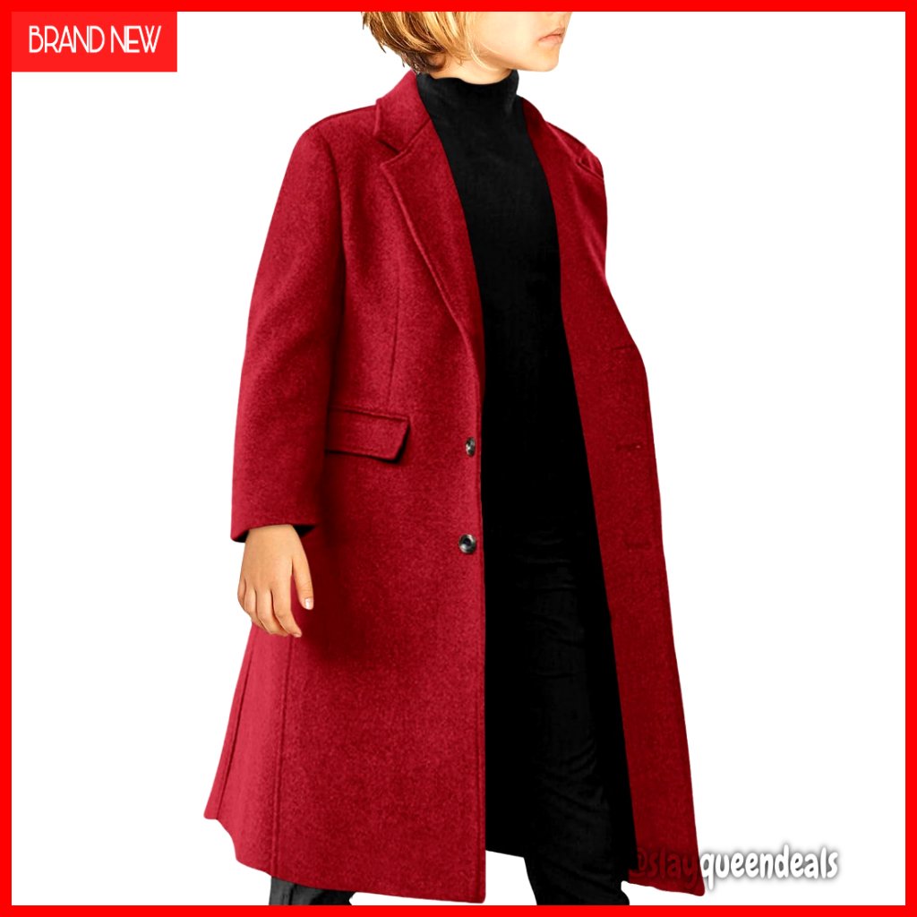Boys Winter Trench Coat Notch Lapel Pea Coat With Pockets Size 4-14y